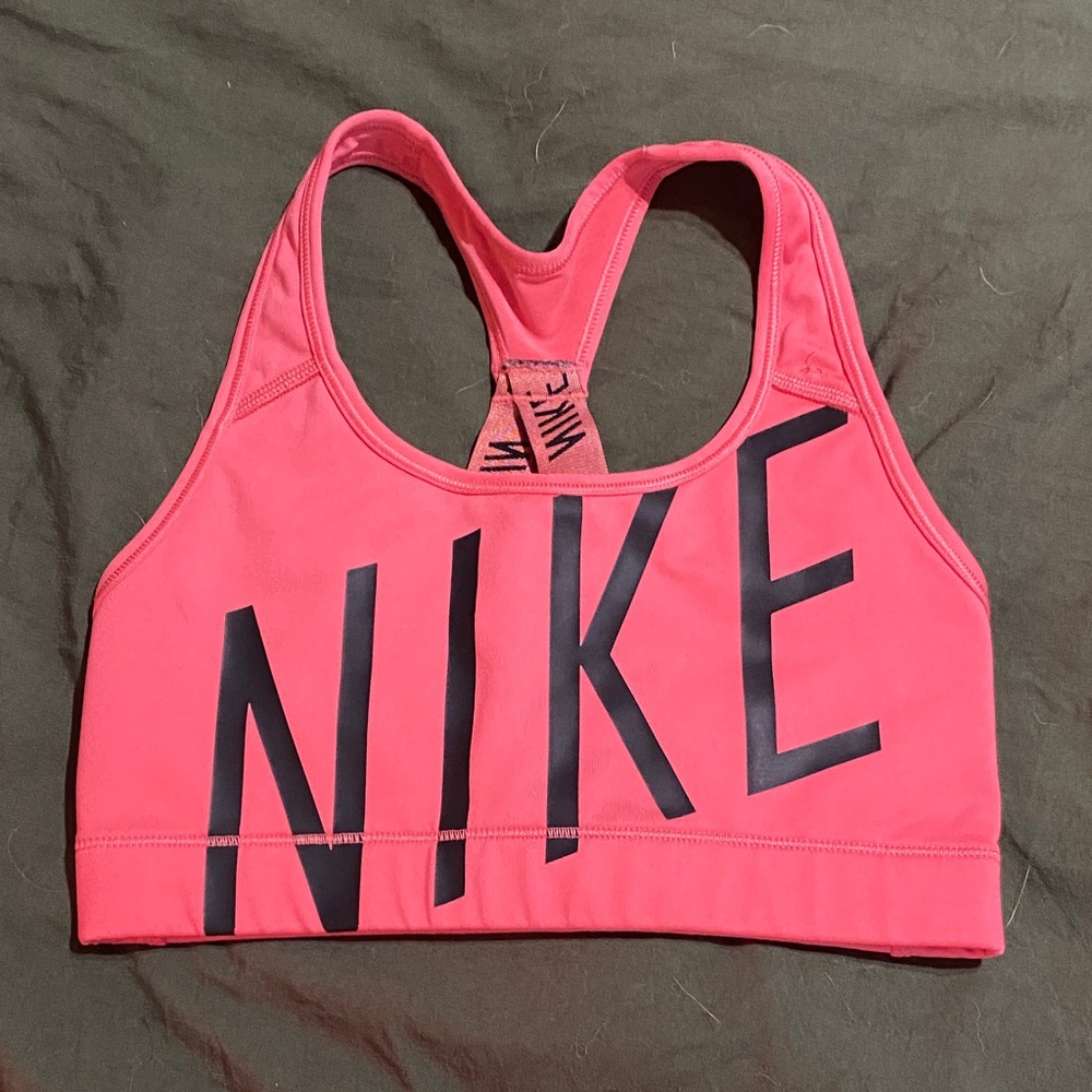 Nike Bright Pink Sports Bra with Black Logo